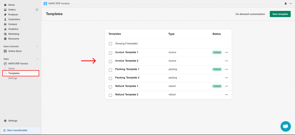 Step 2: Navigate to the Templates section > Click on the template you want to set as default.