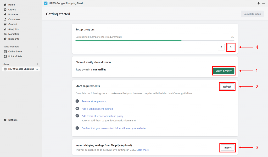 Step 2: Complete store setup 