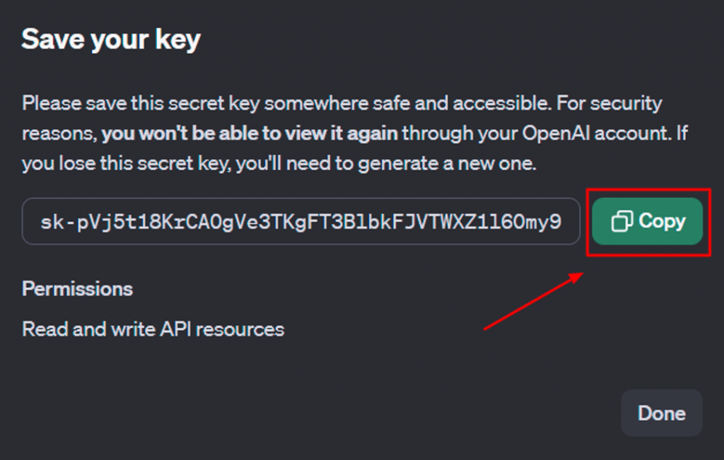 Please save this secret key somewhere safe and accessible