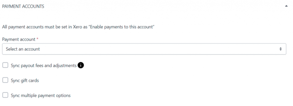 Setup Payment Accounts including